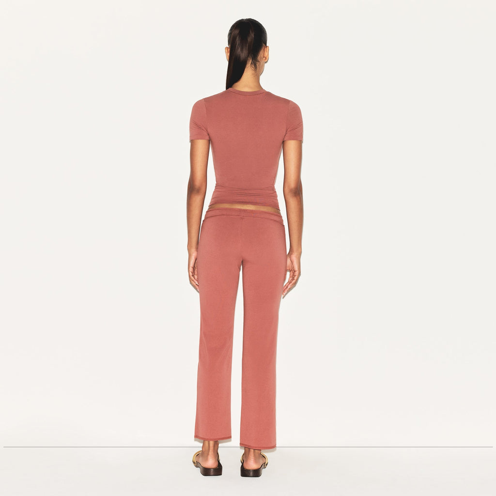 COTTON JERSEY LOW RISE CROP PANT | REDWOOD