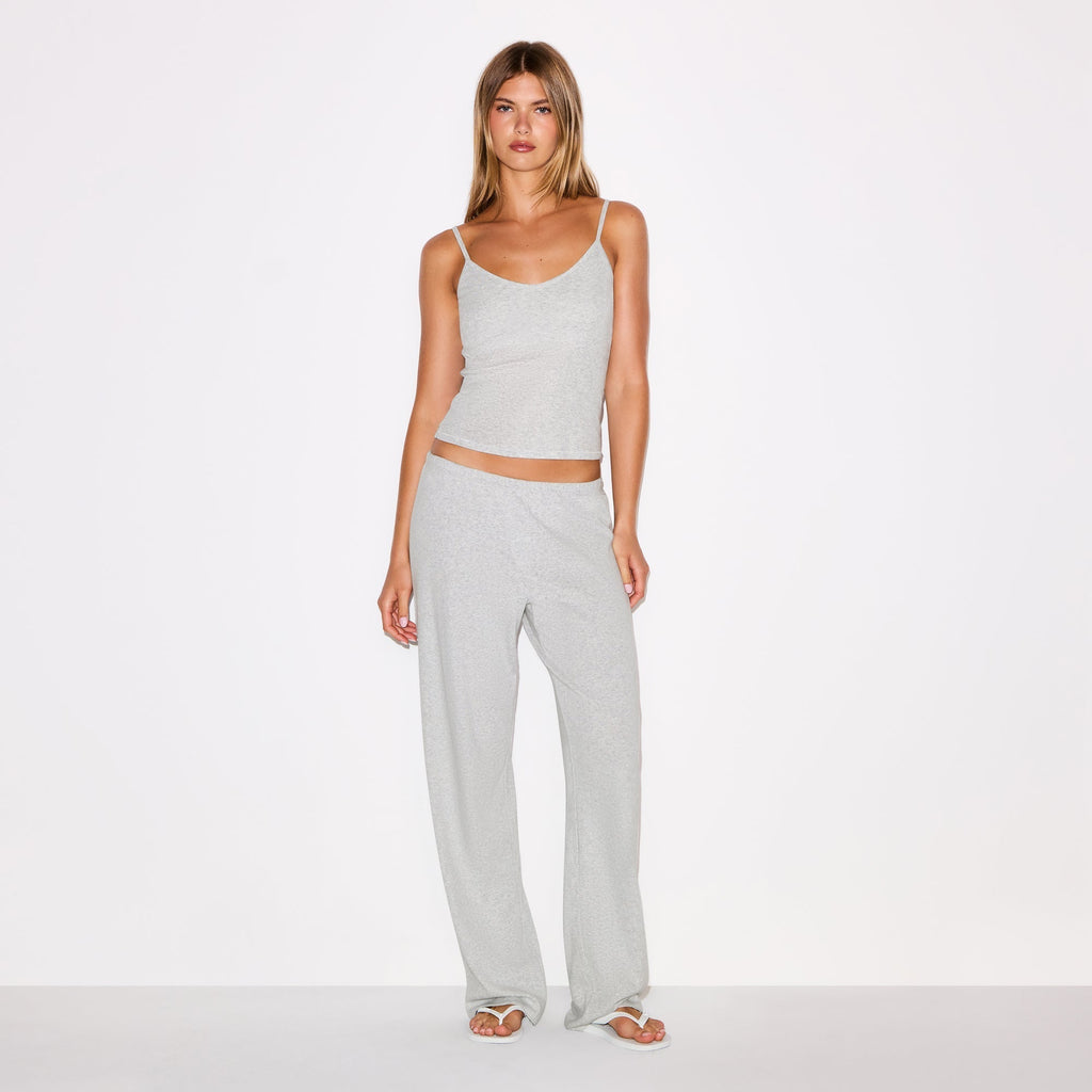 HEAVY POINTELLE STRAIGHT LEG PANT | LIGHT HEATHER GREY