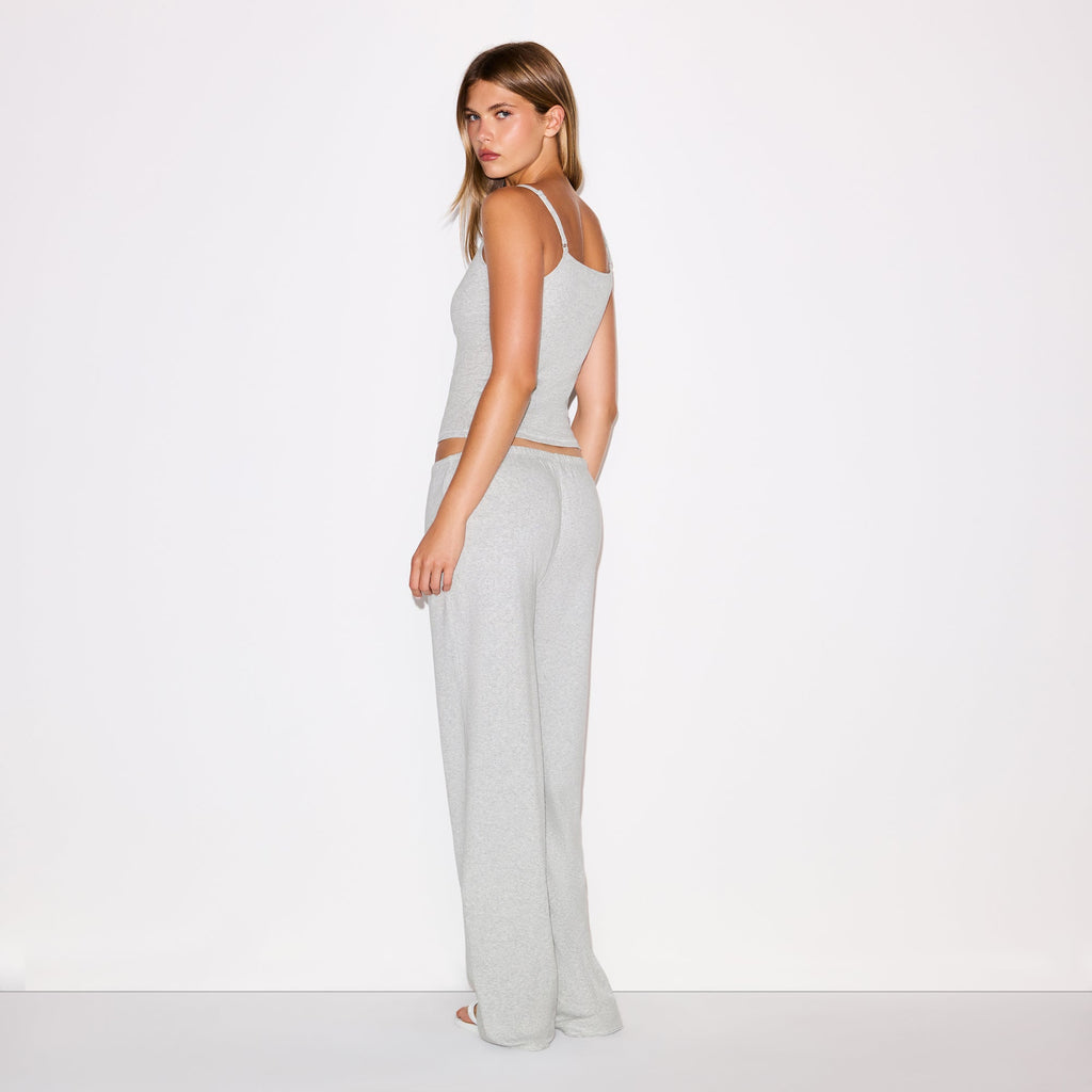 HEAVY POINTELLE STRAIGHT LEG PANT | LIGHT HEATHER GREY