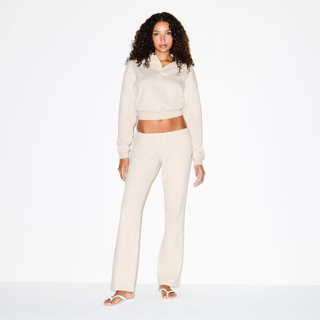 COTTON FLEECE LOW RISE SLIM PANT | OATMEAL HEATHER