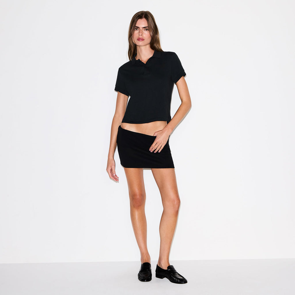 COTTON FLEECE FOLDOVER MINI SKIRT | ONYX