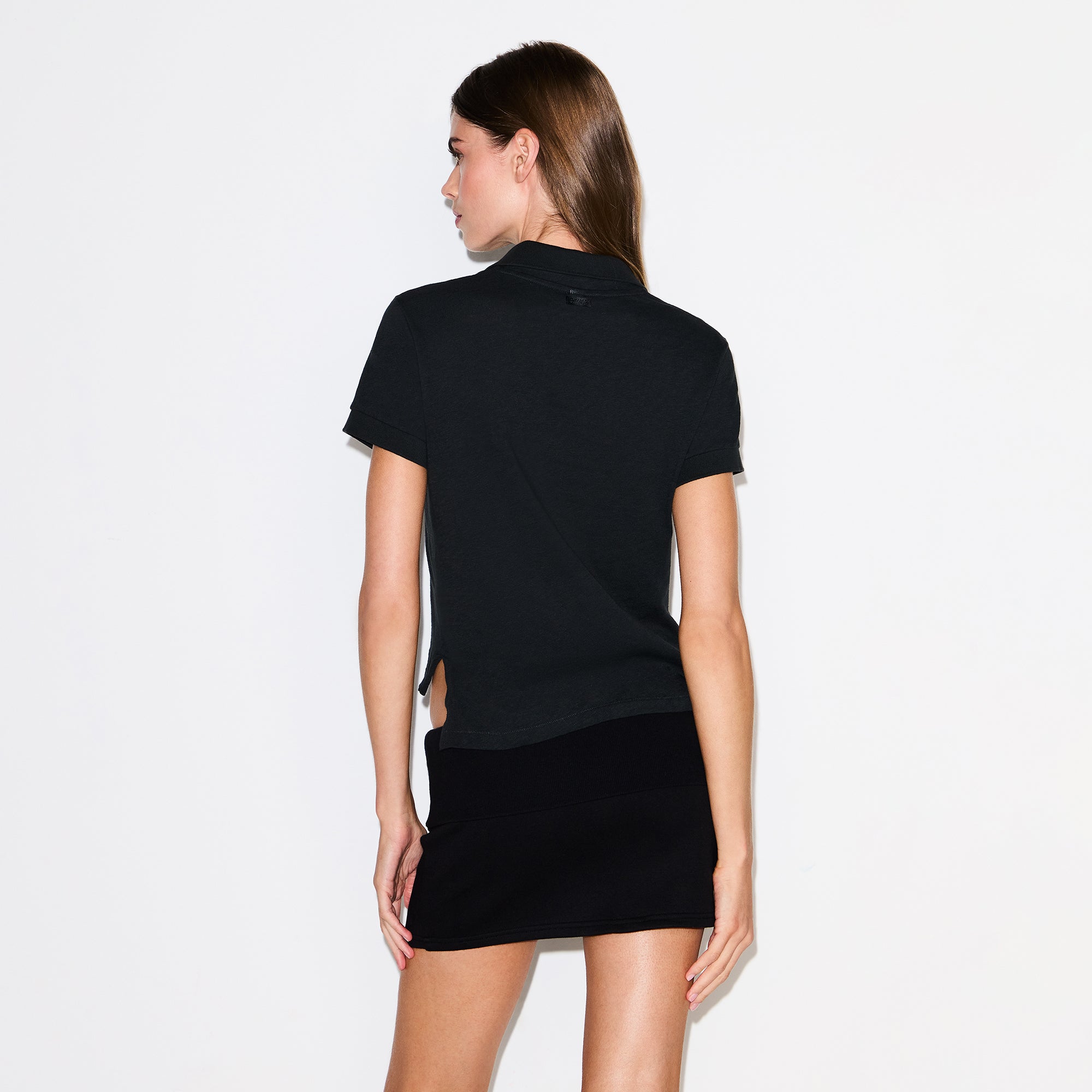 COTTON FLEECE FOLDOVER MINI SKIRT | ONYX