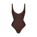 SKIMS BODY UNLINED PLUNGE THONG BODYSUIT | COCOA