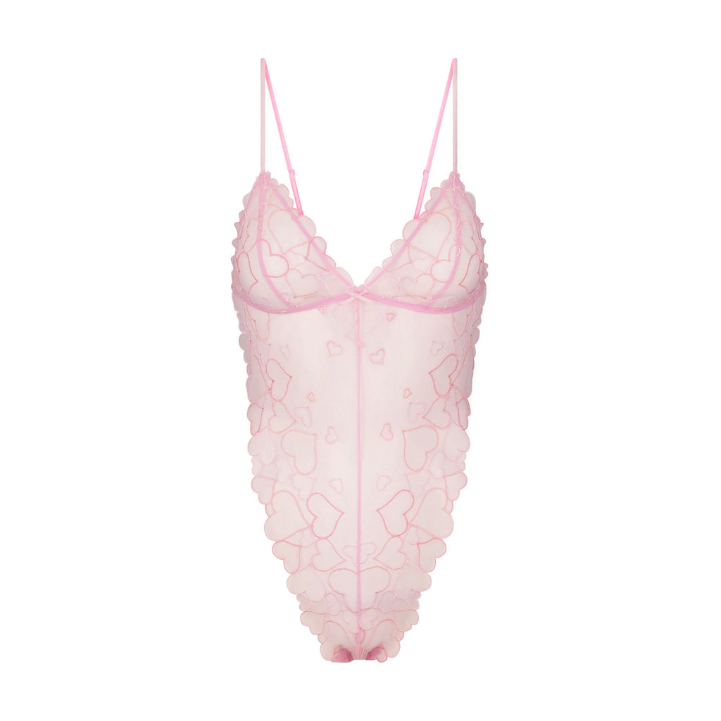 EMBROIDERED TULLE TEDDY | BUBBLE GUM