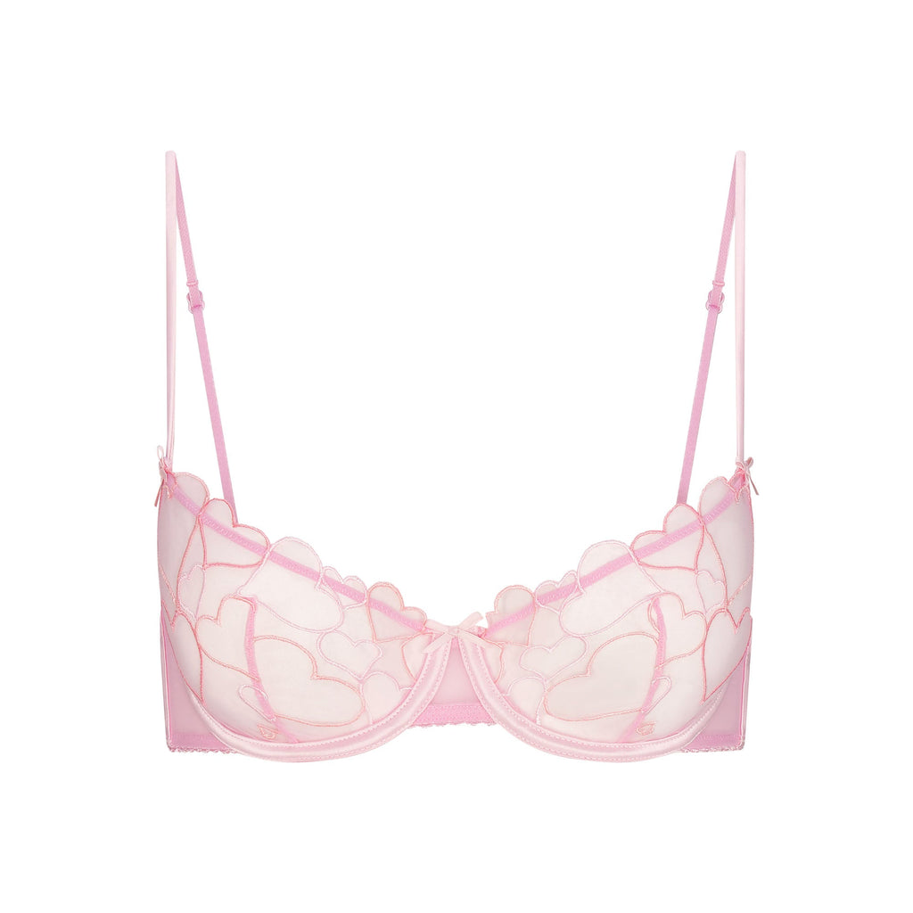 EMBROIDERED TULLE UNLINED DEMI BRA | BUBBLE GUM