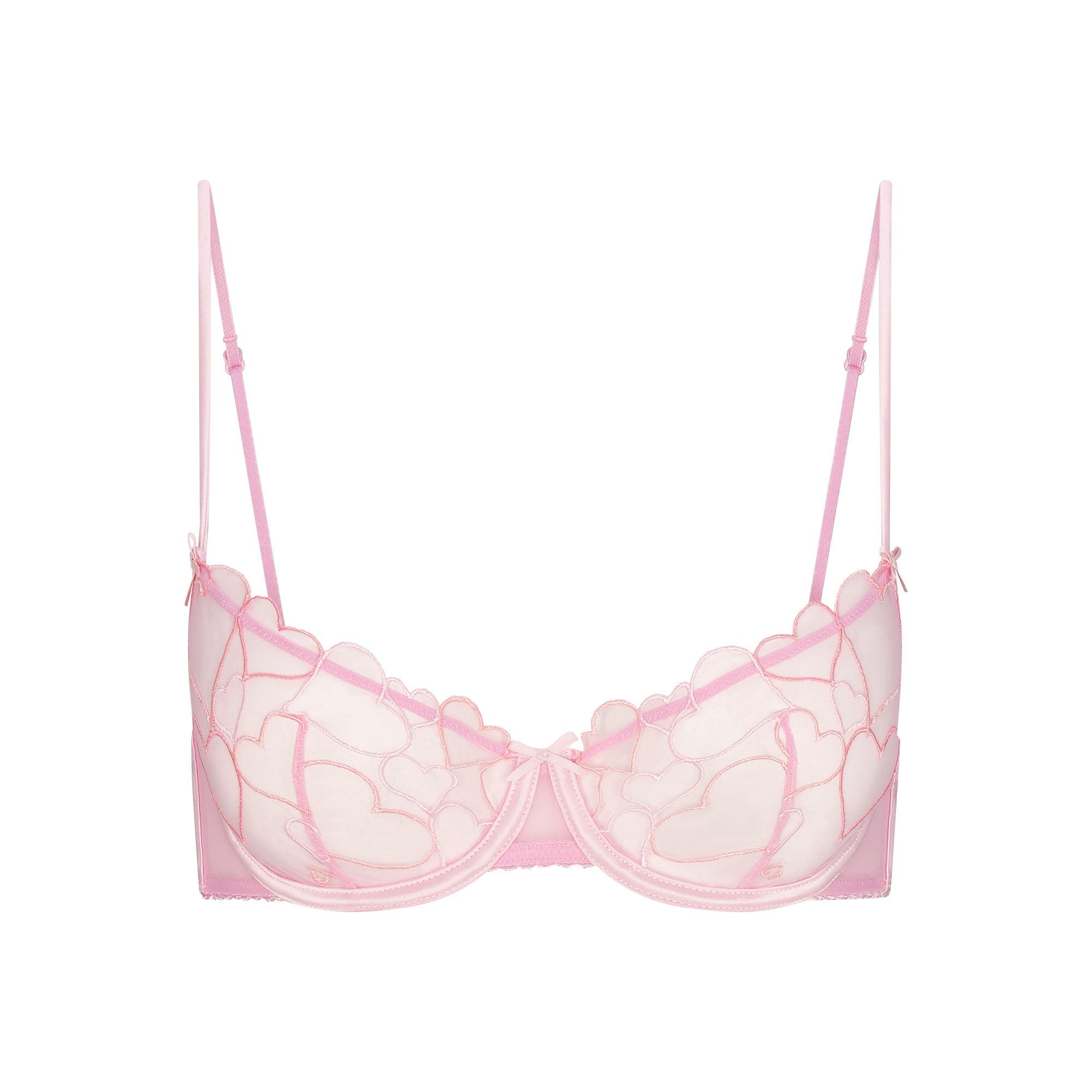 EMBROIDERED TULLE UNLINED DEMI BRA | BUBBLE GUM
