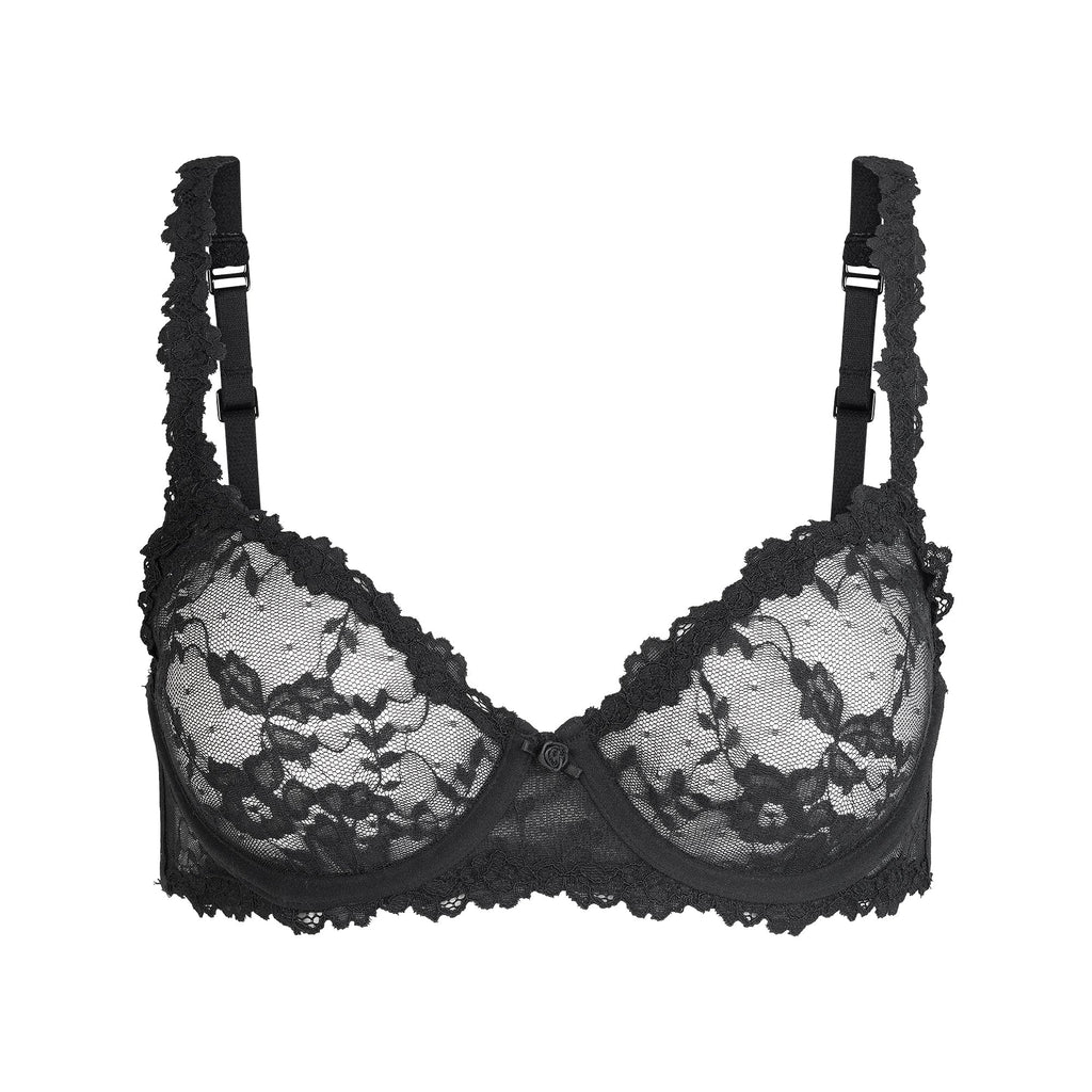 STRETCH LACE UNLINED DEMI BRA | SOOT