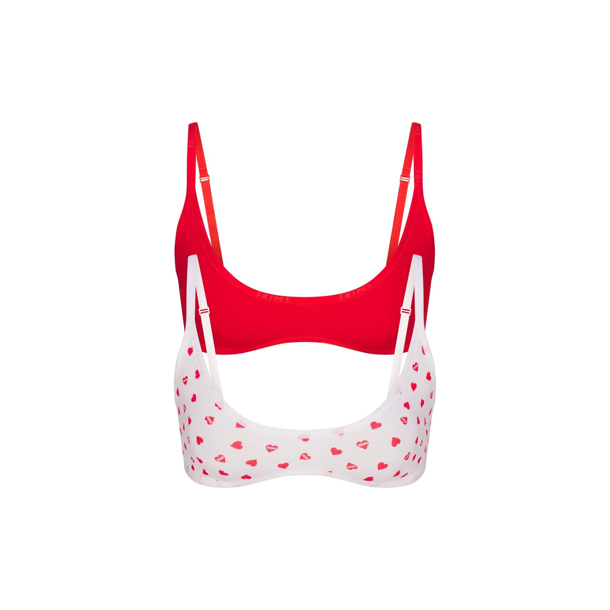 COTTON LOGO SCOOP BRALETTE 2-PACK | RUBY AND RUBY HEART LOGO PRINT