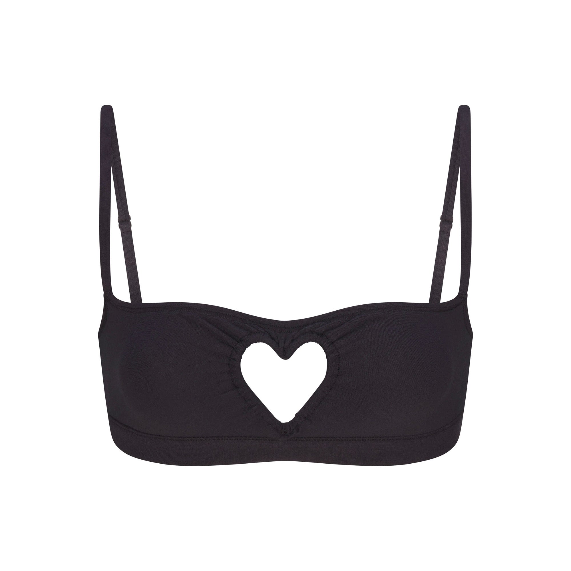 COTTON JERSEY HEART SCOOP BRALETTE | SOOT