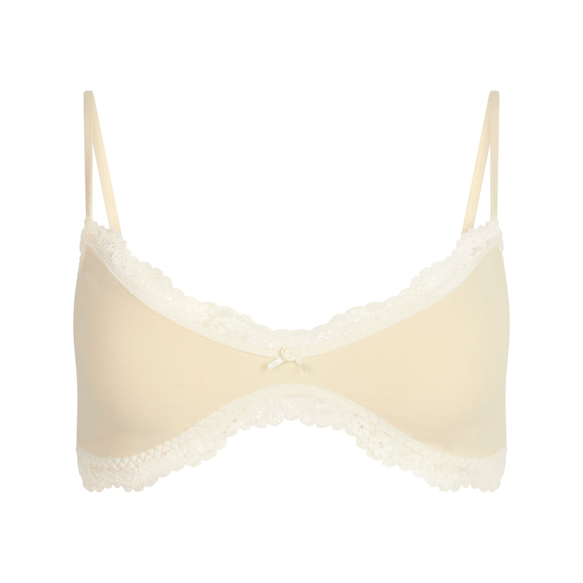 COTTON JERSEY LACE SKIMPY SCOOP BRALETTE | BUTTER