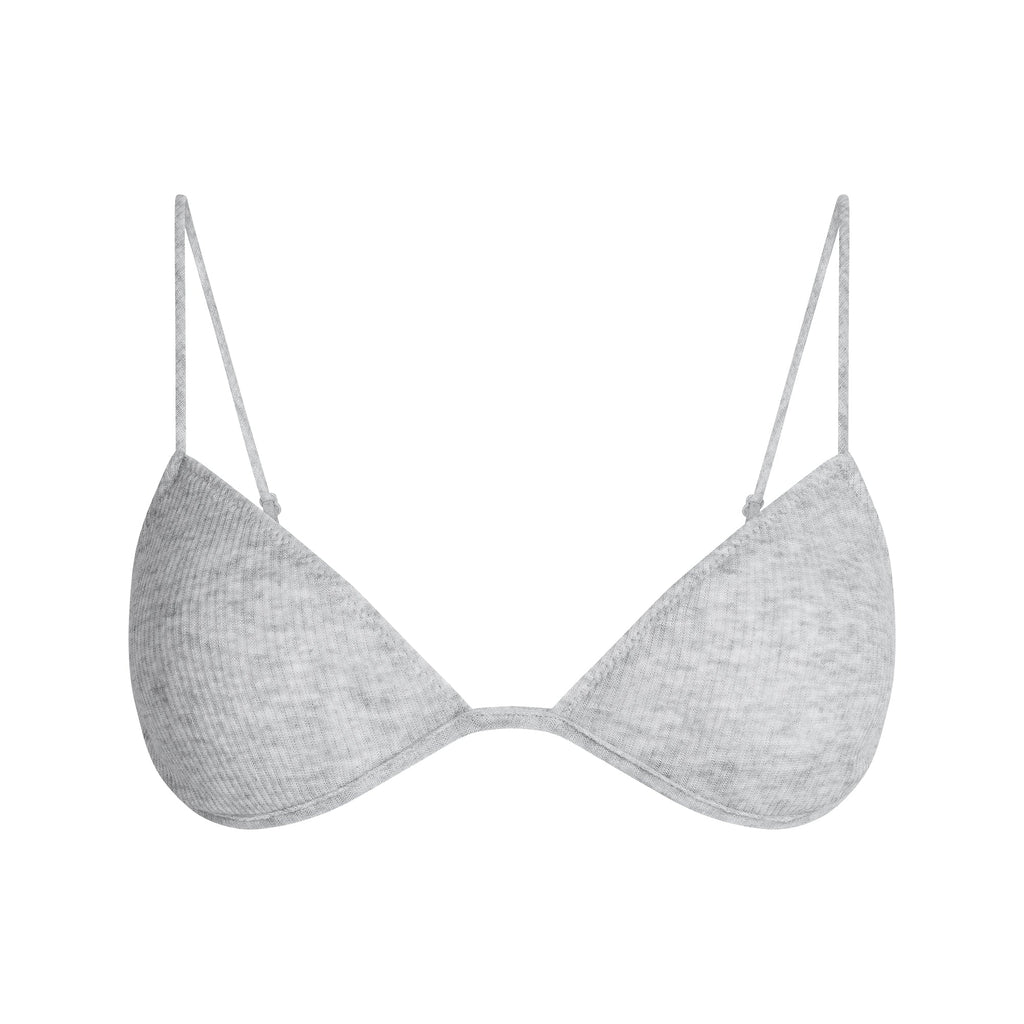 SHEER RIB SKIMPY TRIANGLE BRALETTE | LIGHT HEATHER GREY