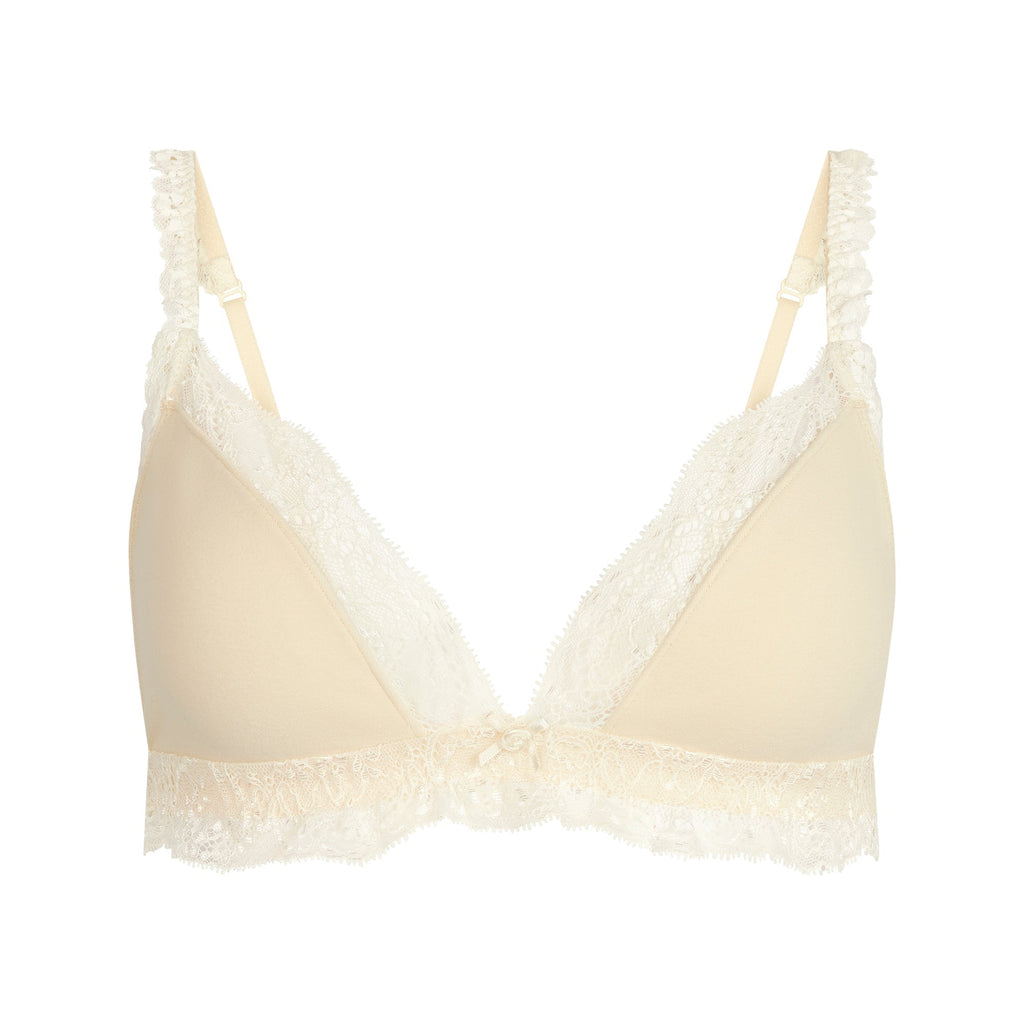 COTTON JERSEY LACE TRIANGLE BRALETTE | BUTTER