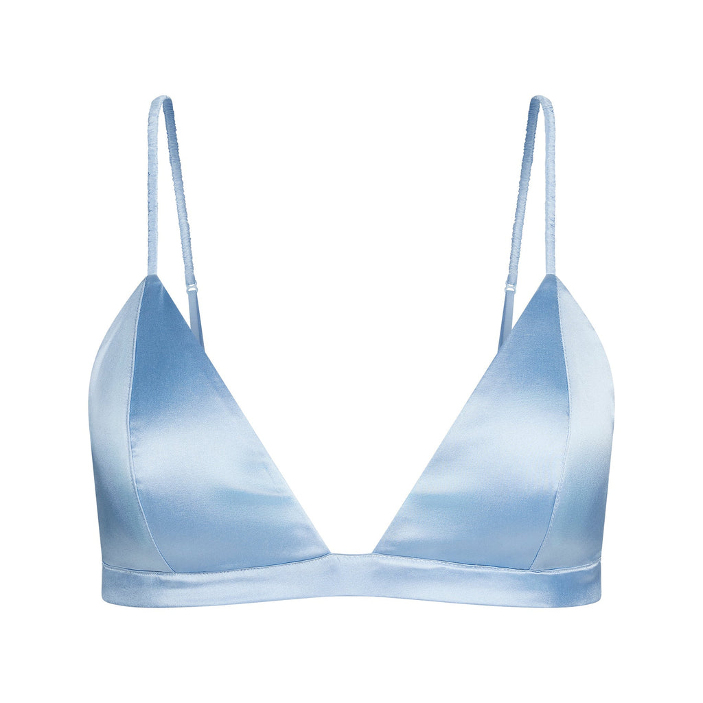 SILK LIGHTLY LINED TRIANGLE BRALETTE | GLACIER