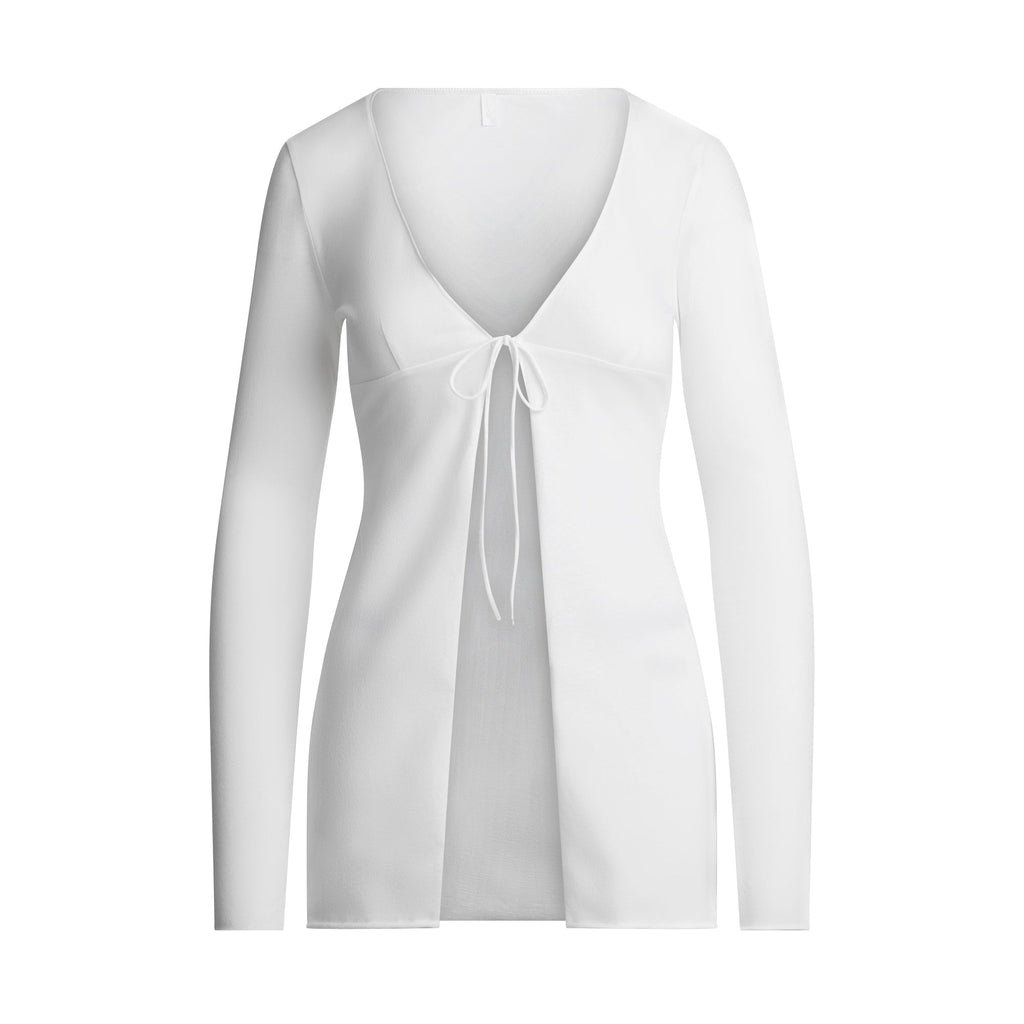 COTTON COVER-UPS TIE FRONT TOP | SNOW