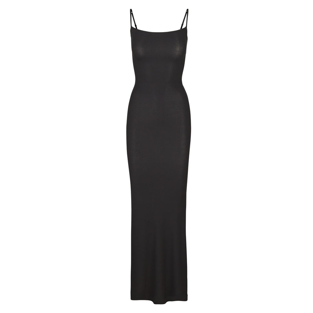 SOFT LOUNGE LONG SLIP DRESS | ONYX