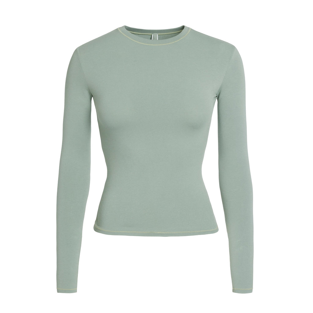 COTTON JERSEY LONG SLEEVE T-SHIRT | MINERAL