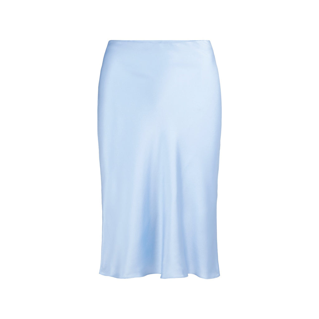 SILK MIDI SKIRT | GLACIER