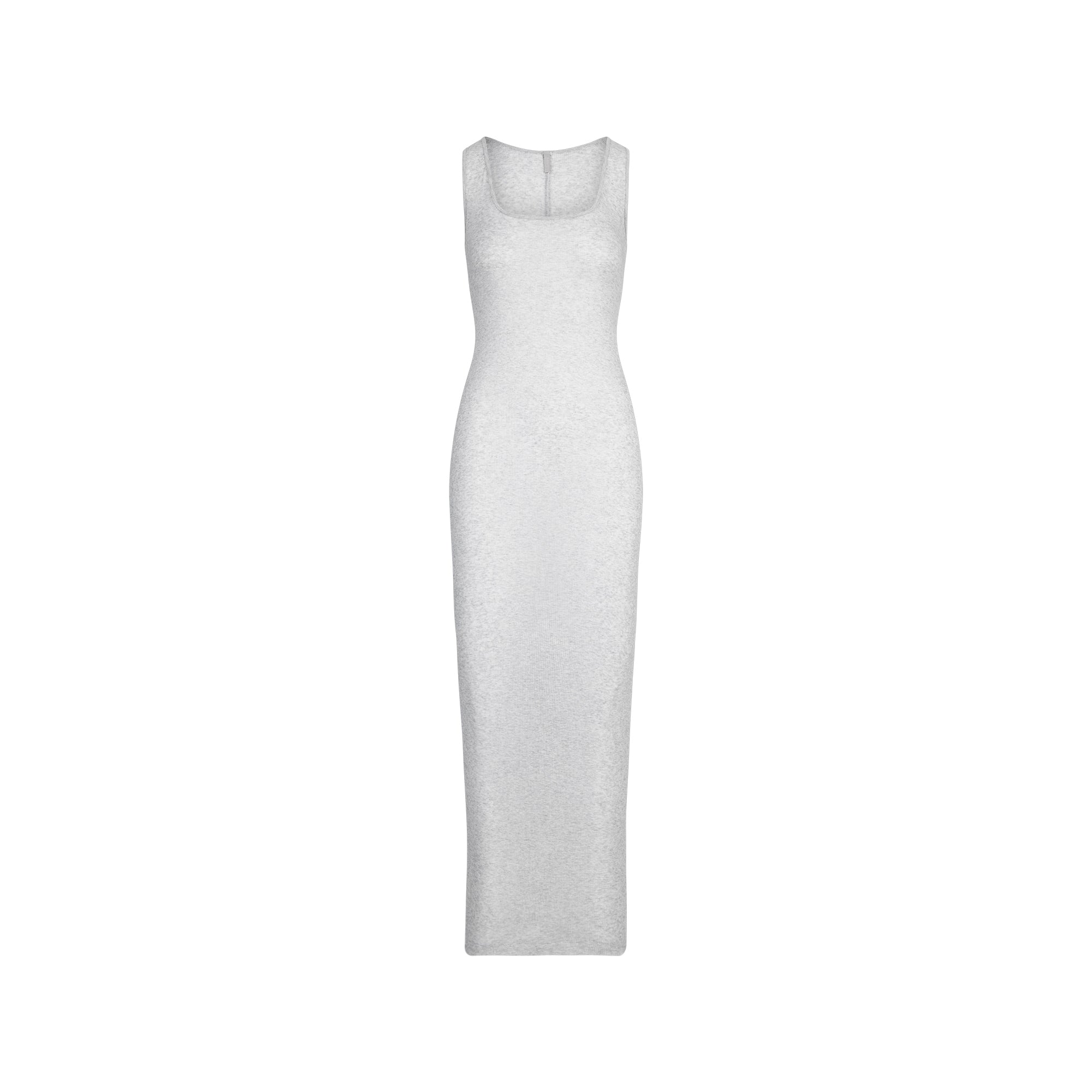 SHEER RIB LONG DRESS | LIGHT HEATHER GREY