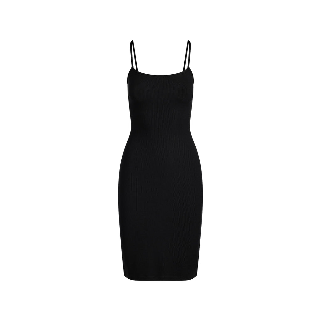SOFT LOUNGE MIDI SLIP DRESS | ONYX
