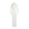 KNIT LACE MOCK NECK DRESS | IVORY