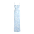 SKIMS ROMANCE LONG SLIP DRESS | BLUE QUARTZ CLOUD PRINT