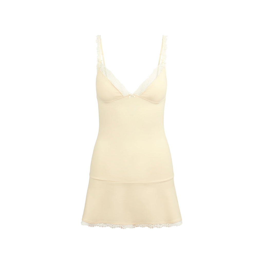 COTTON JERSEY LACE SLIP DRESS | BUTTER