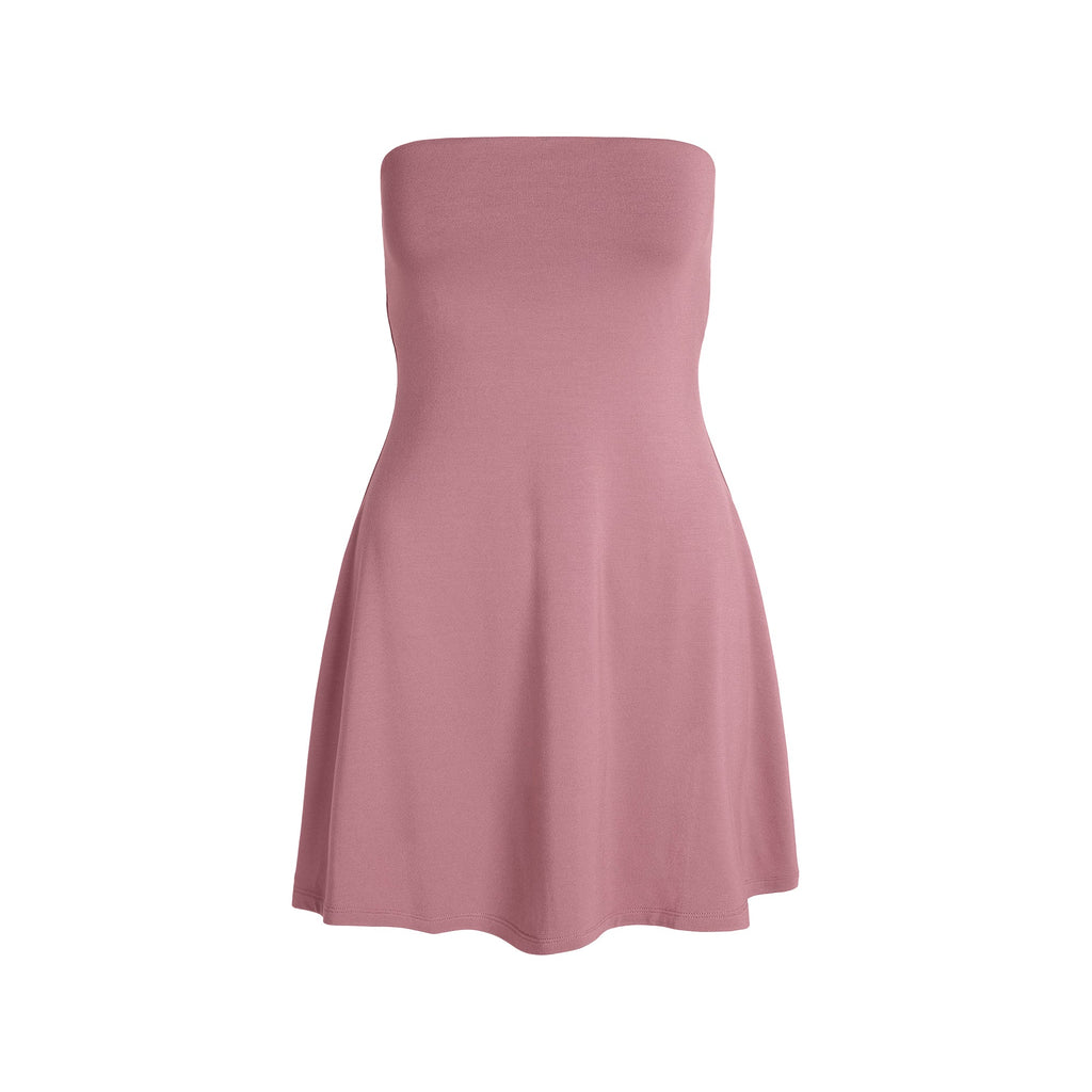 SMOOTH LAYERS STRAPLESS MINI DRESS | REDWOOD