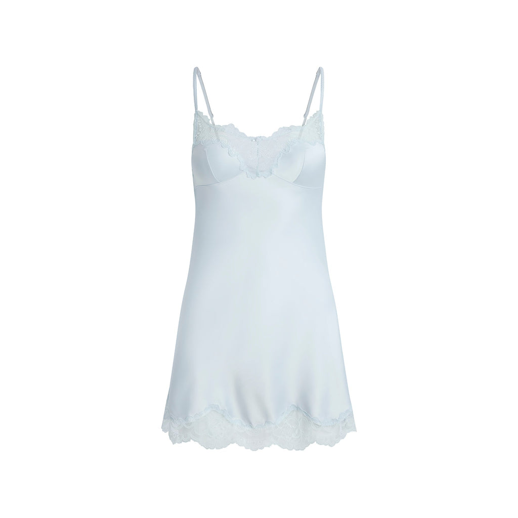 WOVEN SHINE LACE SLIP DRESS | CLOUD