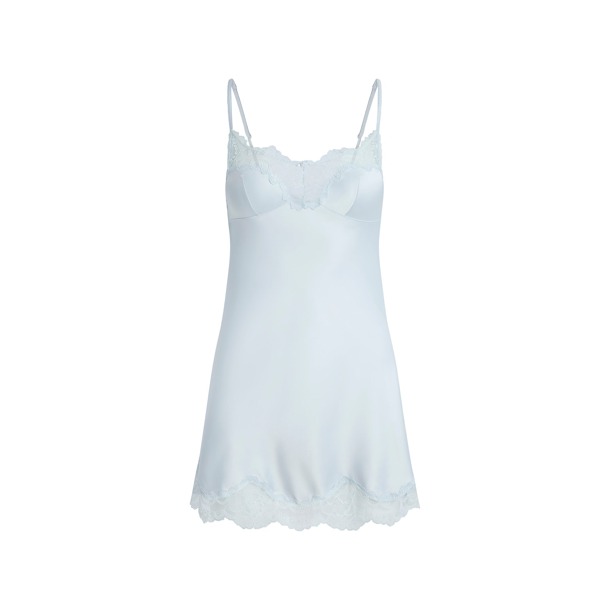WOVEN SHINE LACE SLIP DRESS | CLOUD