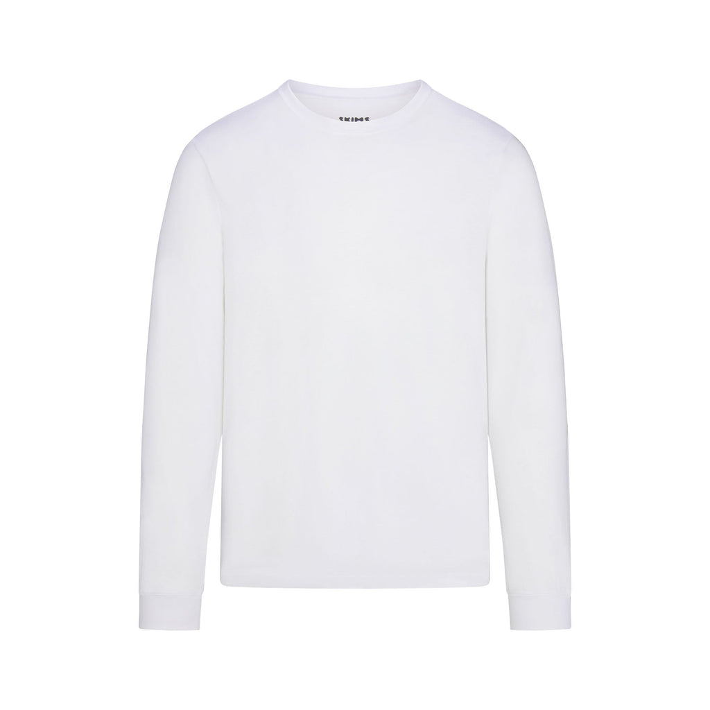 SKIMS COTTON MENS CLASSIC LONG SLEEVE T-SHIRT | CHALK