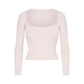 COTTON JERSEY SCOOP NECK LONG SLEEVE TOP | BARELY PINK