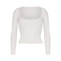 COTTON JERSEY SCOOP NECK LONG SLEEVE TOP | MARBLE