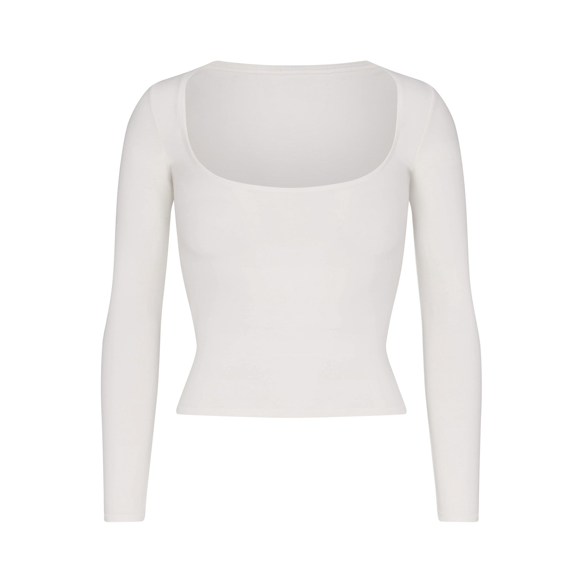 COTTON JERSEY SCOOP NECK LONG SLEEVE TOP | MARBLE