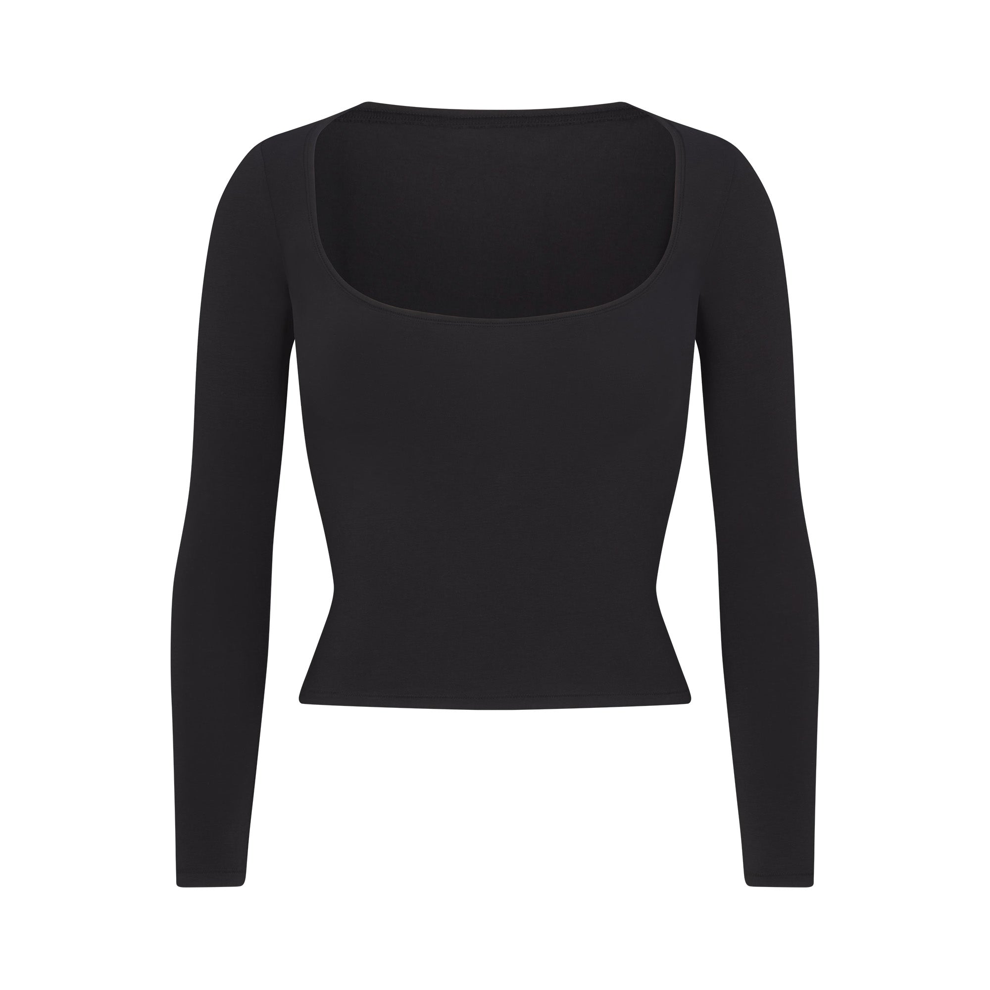 COTTON JERSEY SCOOP NECK LONG SLEEVE TOP | SOOT
