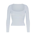 COTTON JERSEY SCOOP NECK LONG SLEEVE TOP | ZEN BLUE
