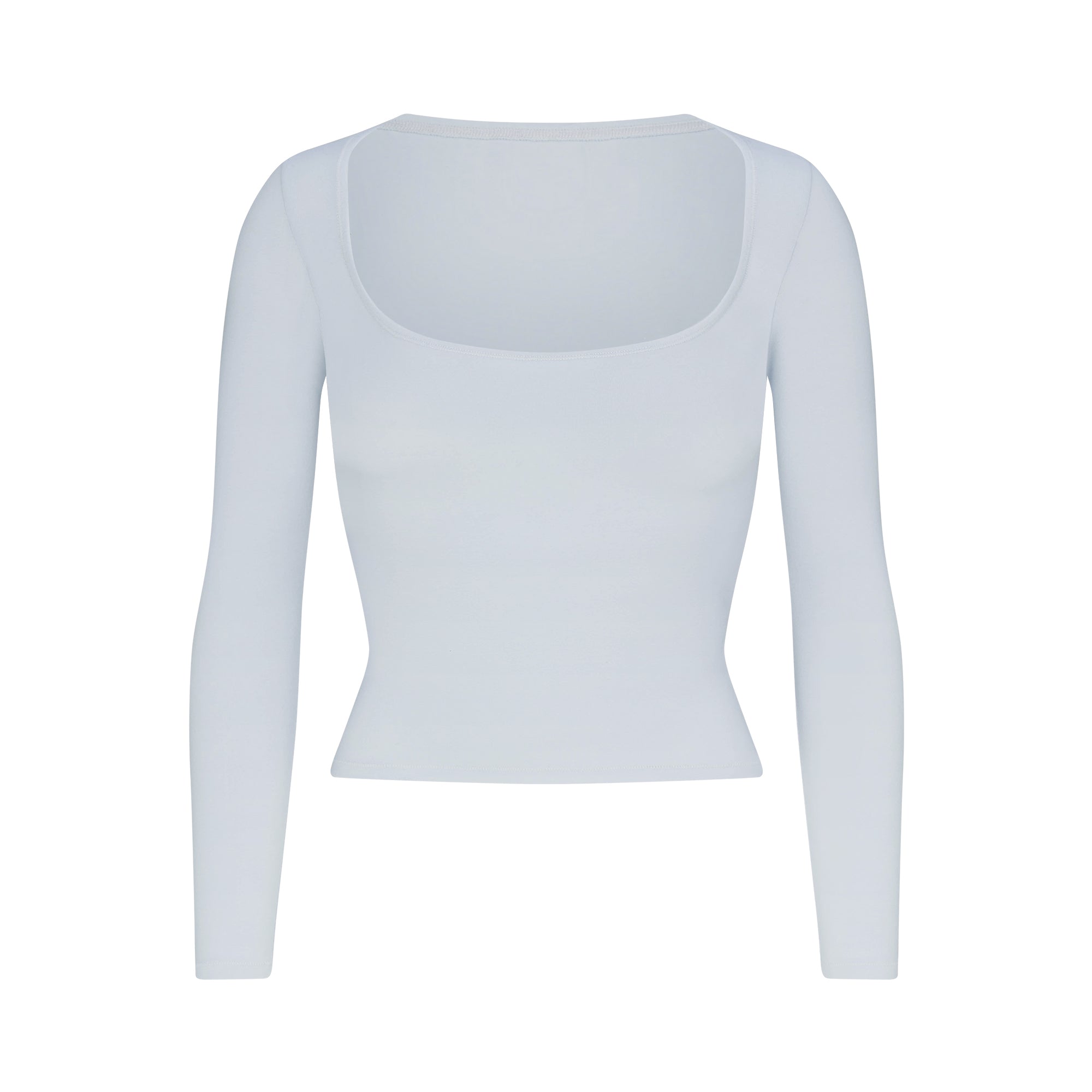 COTTON JERSEY SCOOP NECK LONG SLEEVE TOP | ZEN BLUE