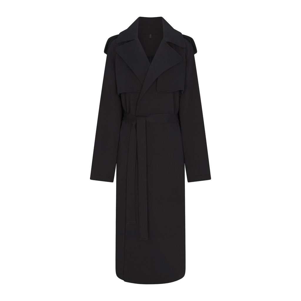 BOYFRIEND FLEECE OVERSIZED TRENCH COAT | WASHED ONYX