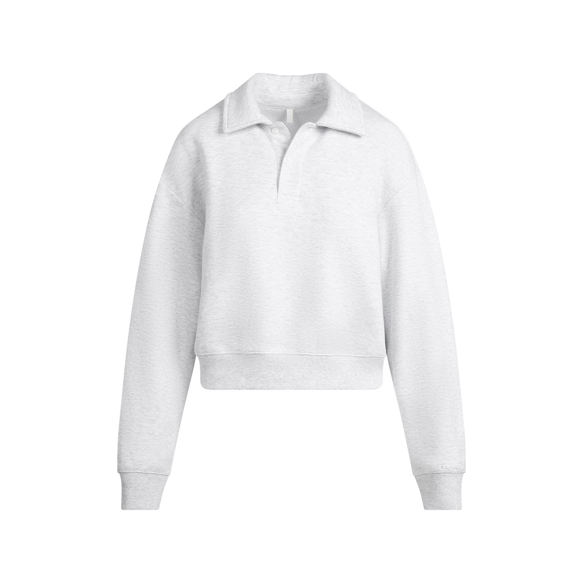 COTTON FLEECE POLO SWEATSHIRT | LIGHT HEATHER GREY
