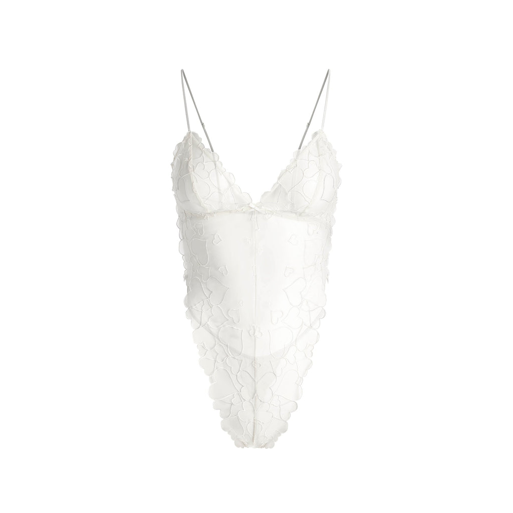 EMBROIDERED TULLE TEDDY | MARBLE