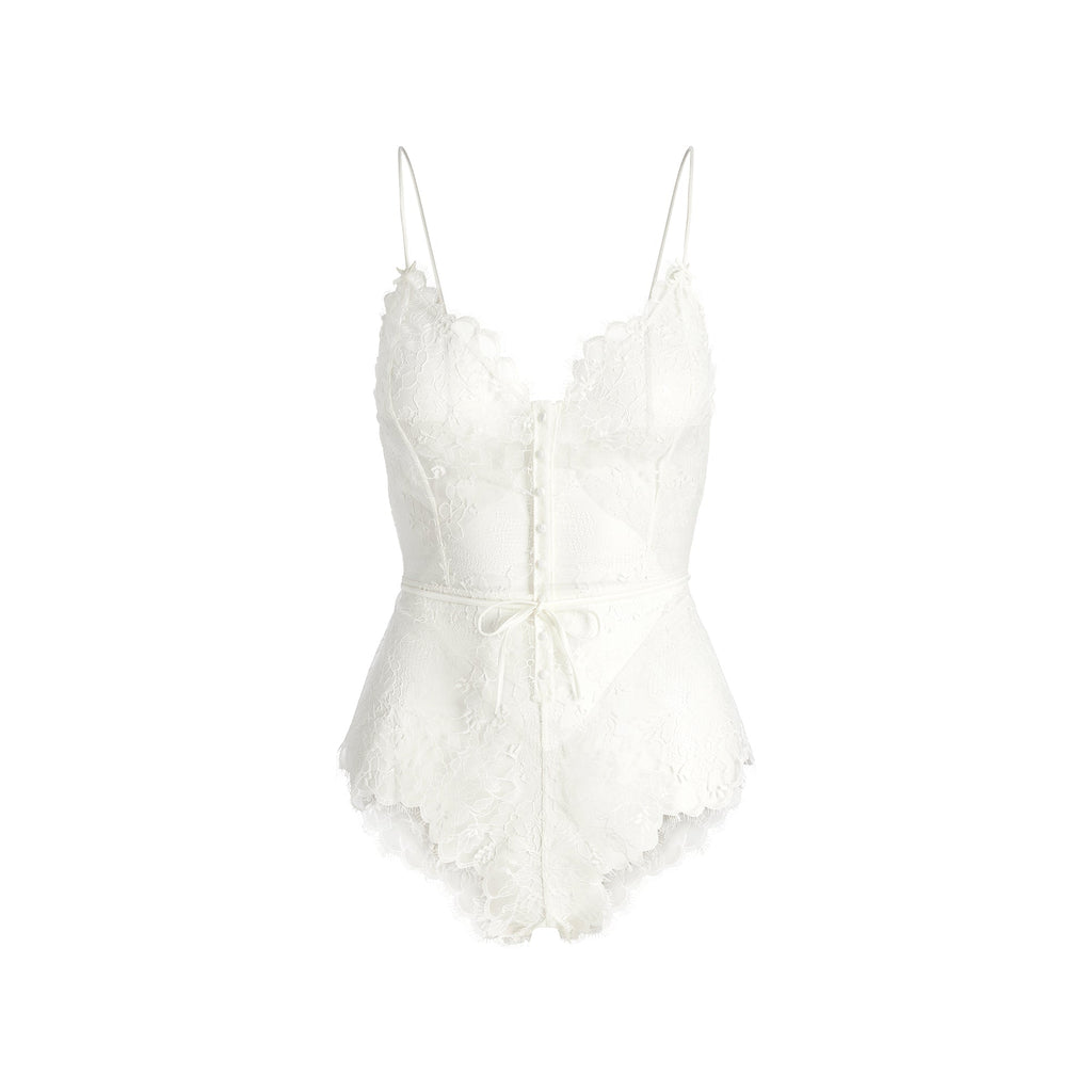 ULTRA FINE LACE TEDDY | MARBLE