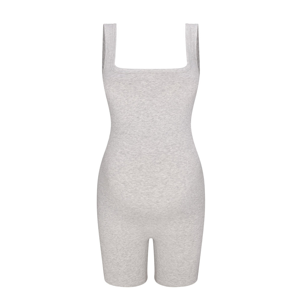 COTTON JERSEY MATERNITY ONESIE | LIGHT HEATHER GREY