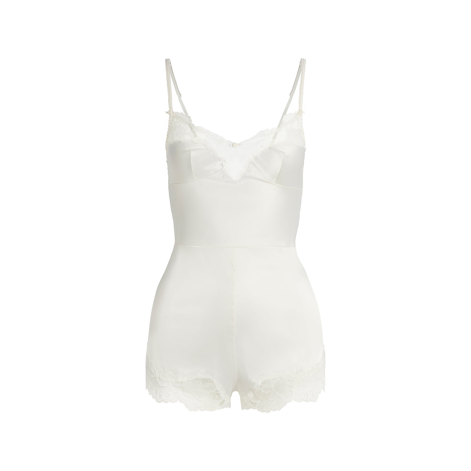 WOVEN SHINE LACE TEDDY | IVORY