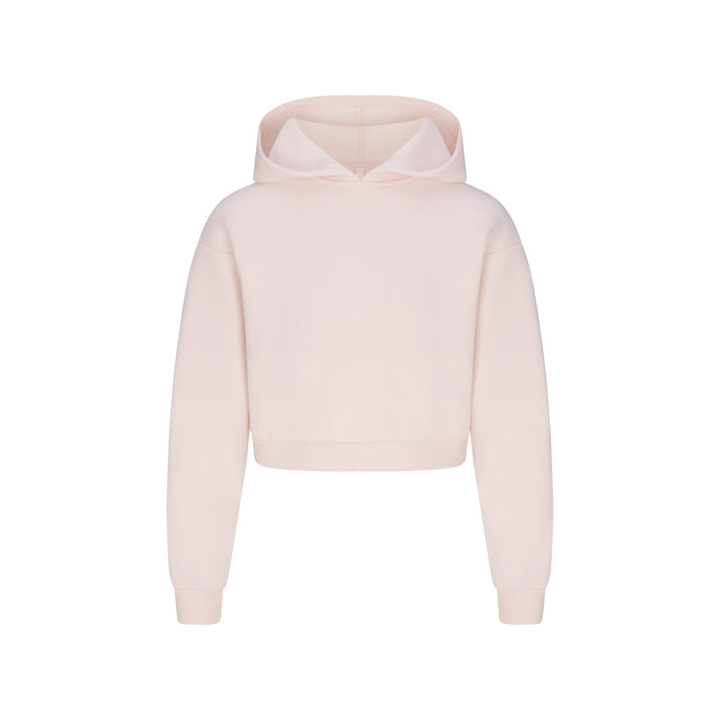 COTTON FLEECE SHRUNKEN HOODIE | BARELY PINK