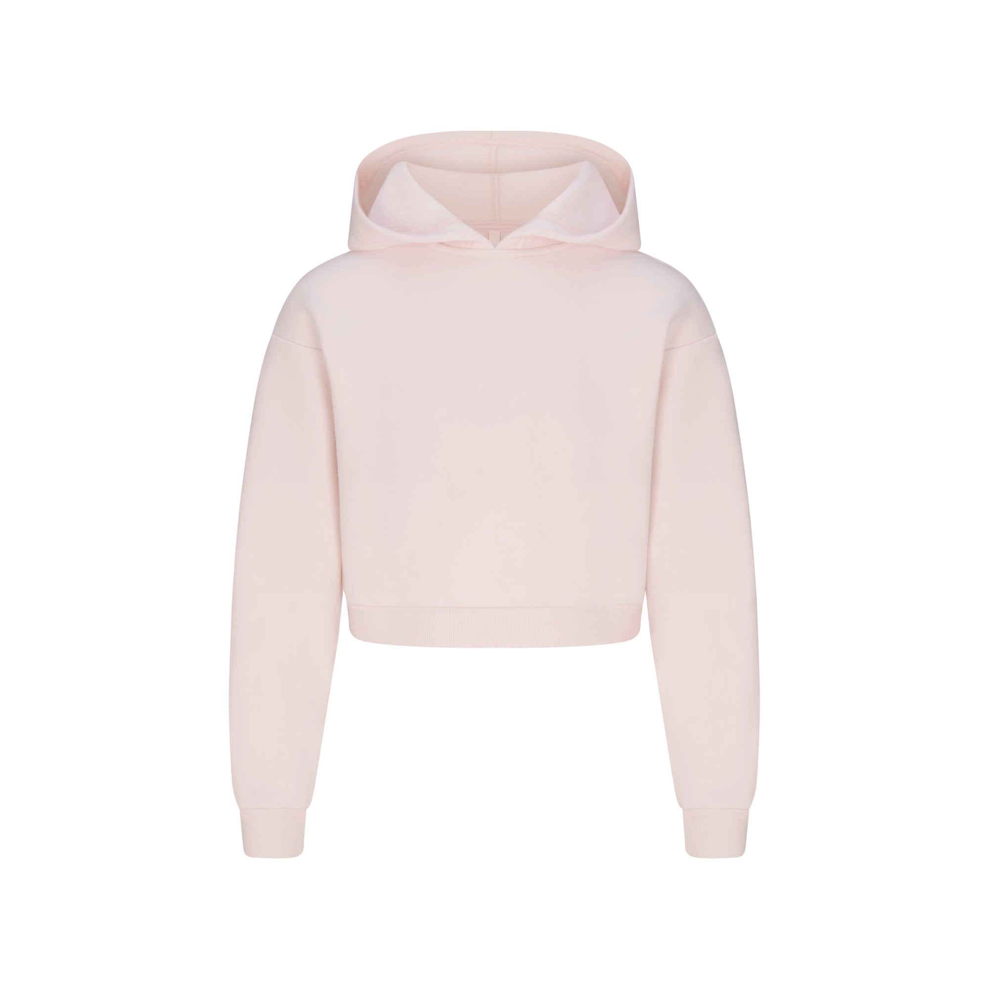 COTTON FLEECE SHRUNKEN HOODIE | BARELY PINK