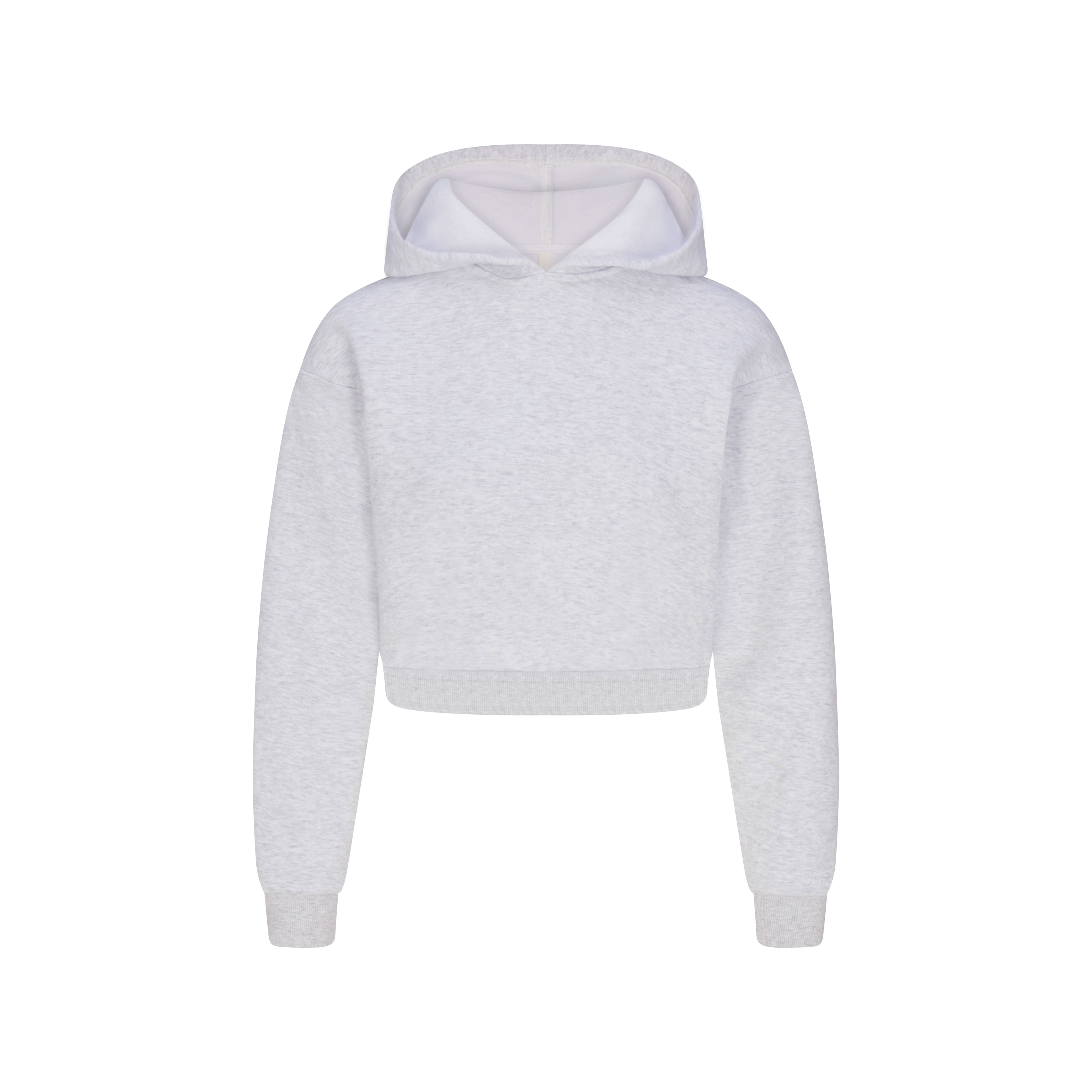 COTTON FLEECE SHRUNKEN HOODIE | LIGHT HEATHER GREY