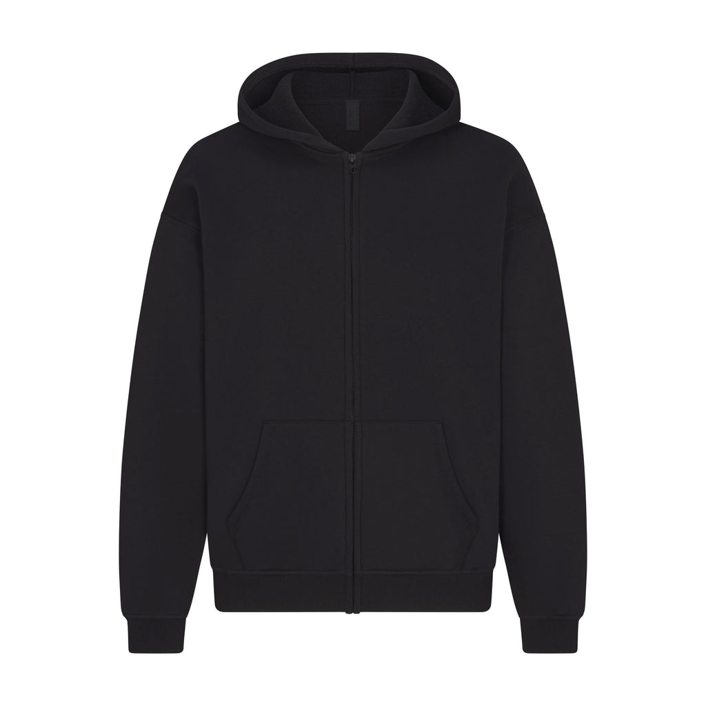 FLEECE LOUNGE MENS RELAXED ZIP UP HOODIE | WASHED ONYX