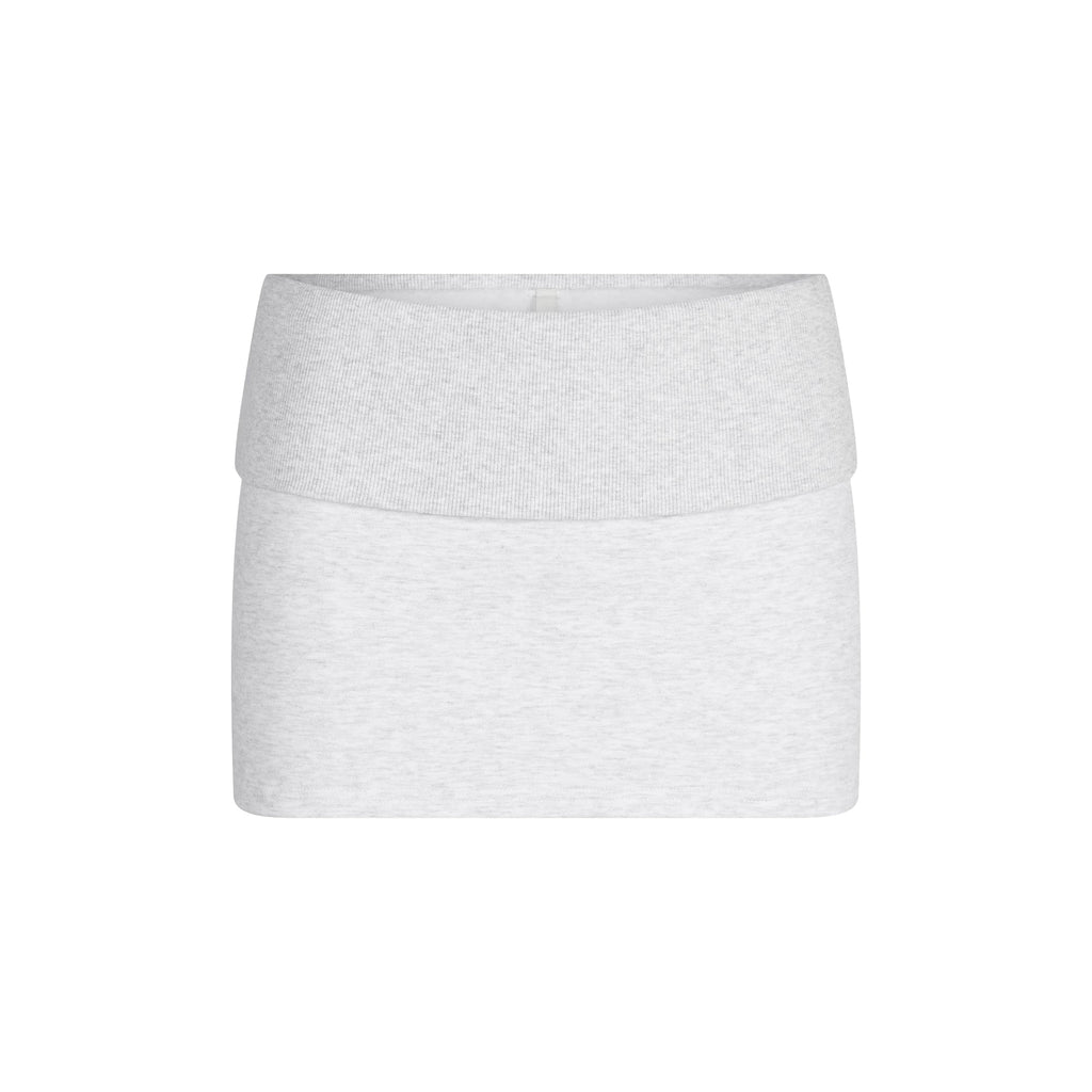 COTTON FLEECE FOLDOVER MINI SKIRT | LIGHT HEATHER GREY
