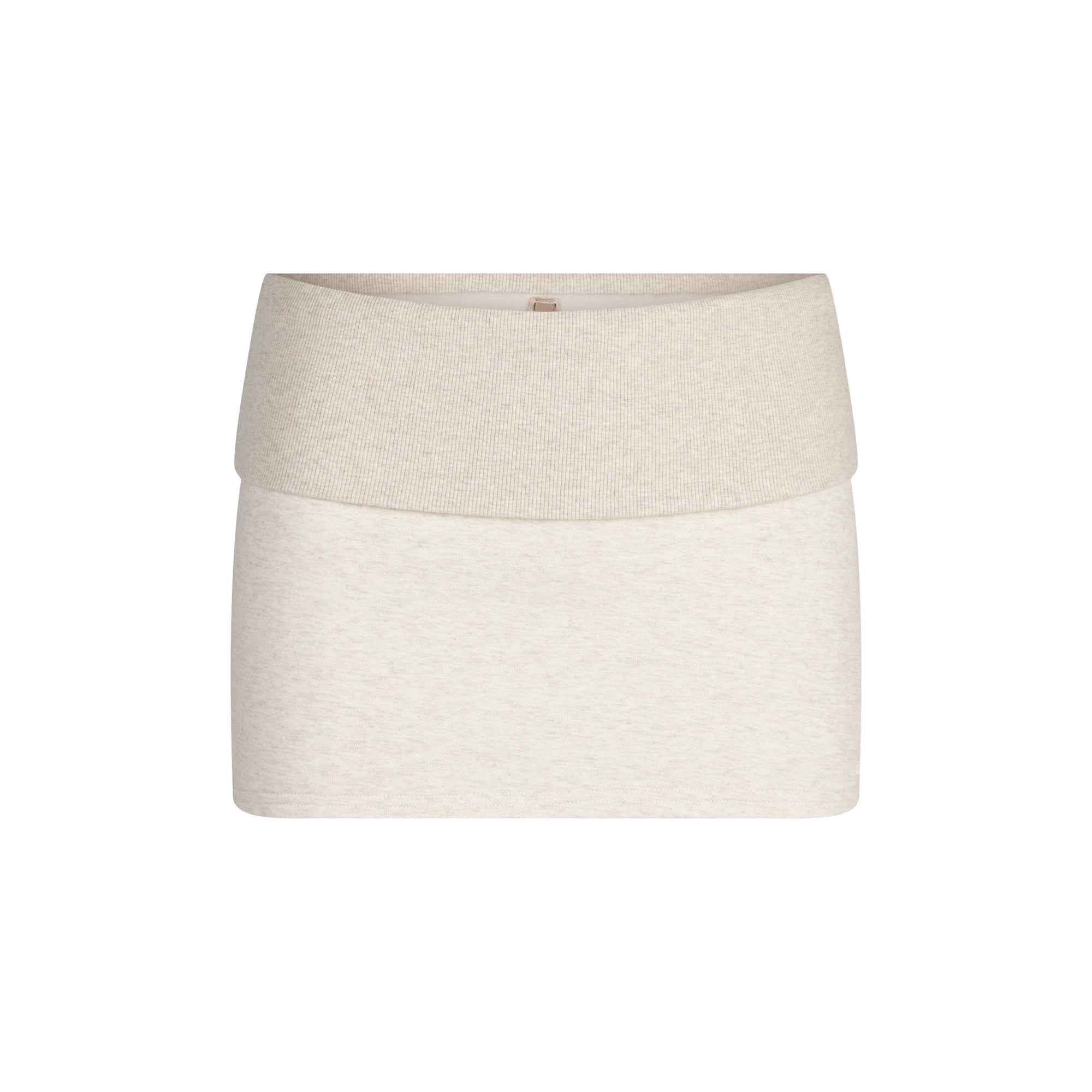 COTTON FLEECE FOLDOVER MINI SKIRT | OATMEAL HEATHER