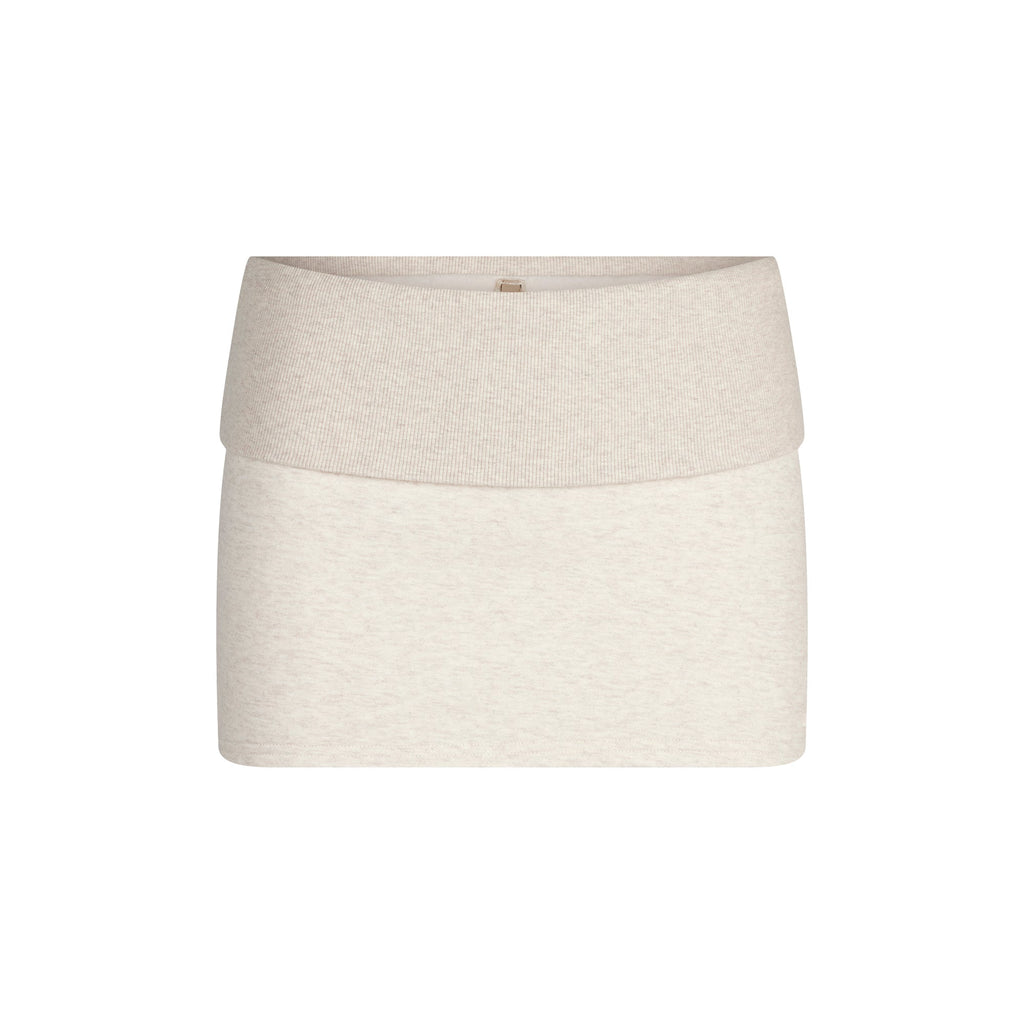 COTTON FLEECE FOLDOVER MINI SKIRT | OATMEAL HEATHER