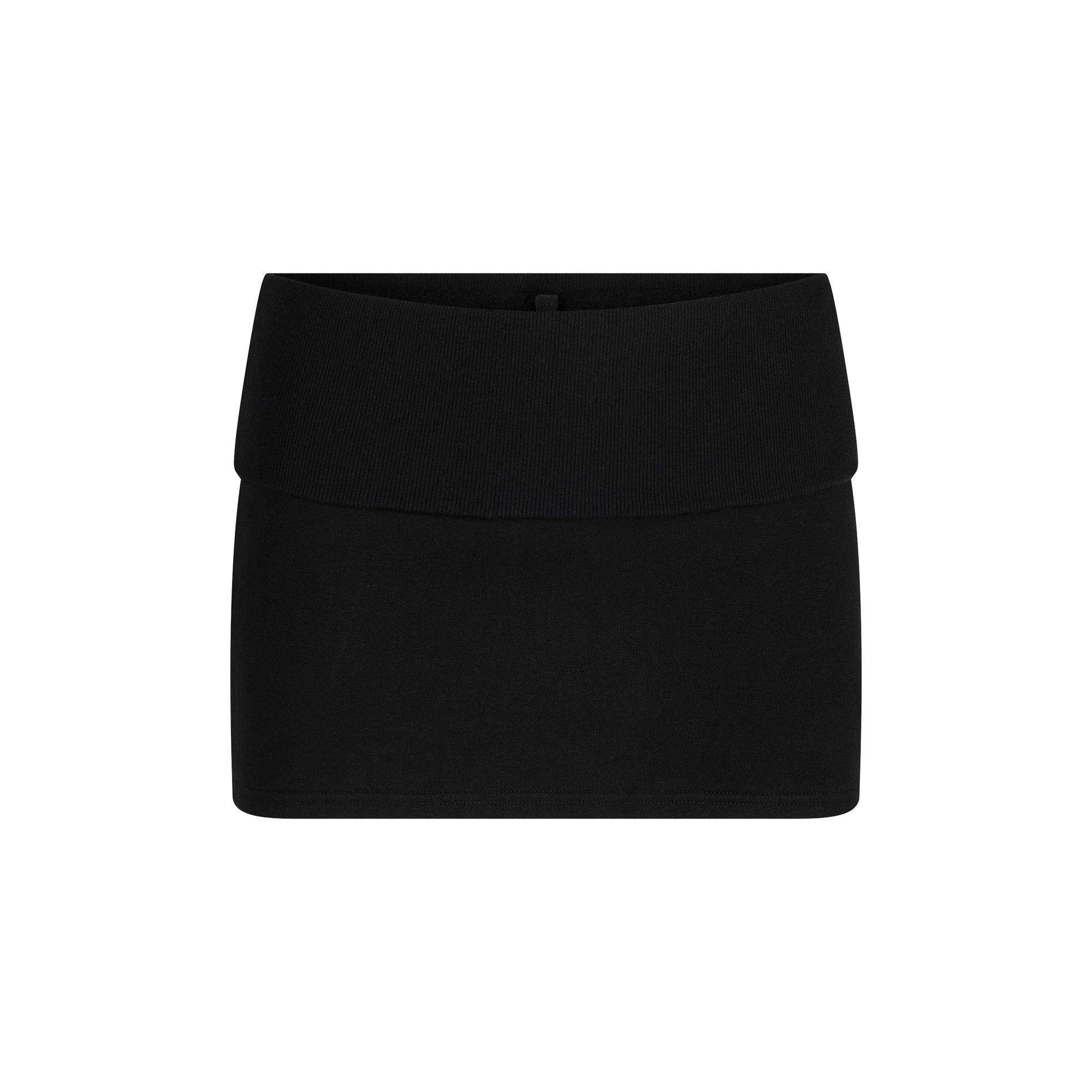 COTTON FLEECE FOLDOVER MINI SKIRT | ONYX